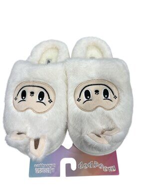 Moodpop Women's Fuzzy Llama Slippers With Memory Foam US Size 9/10 White Plush W